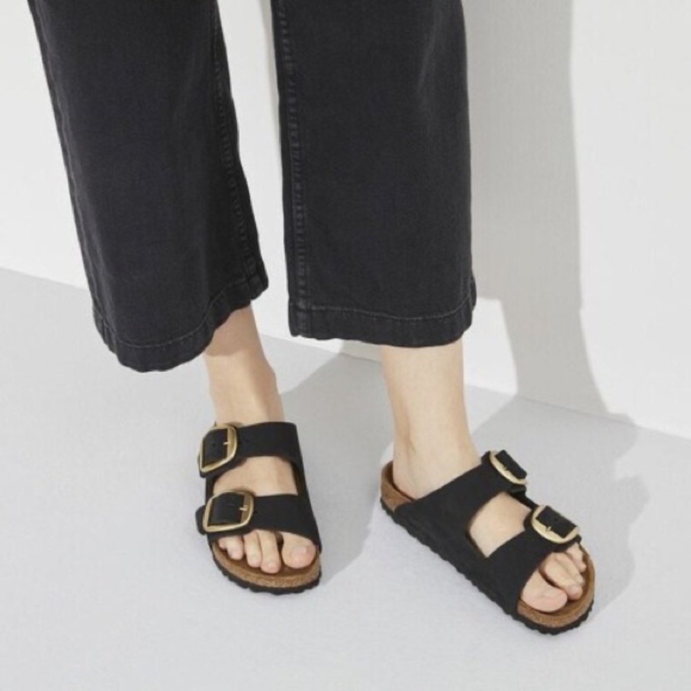 Birkenstock Arizona Big Buckle Nubuck Leather - Black